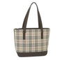 Luxury Burberry Nova Check Tote Bag Nylon Beige Auth 59816