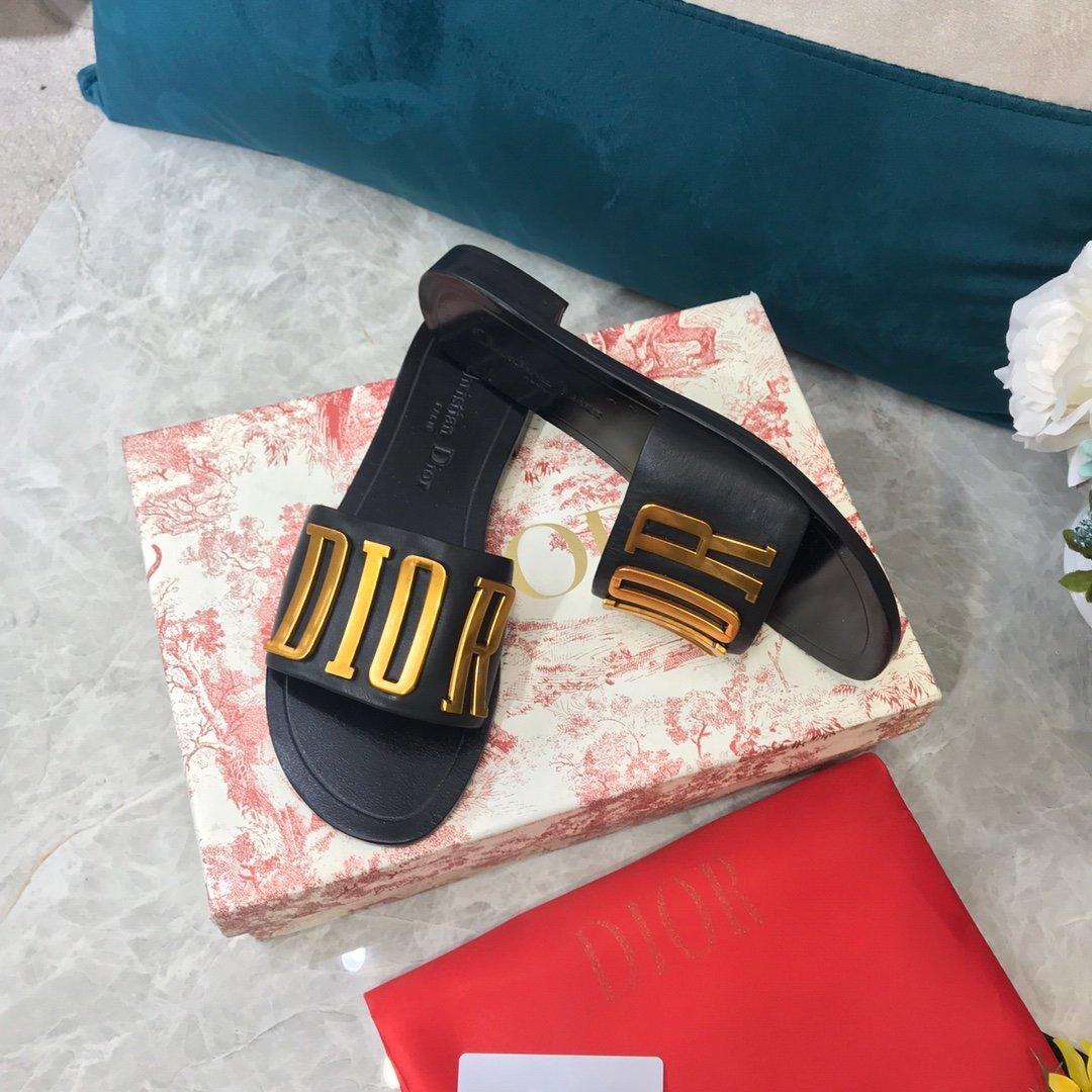 Dior revolution Flat Slides Black and Gold