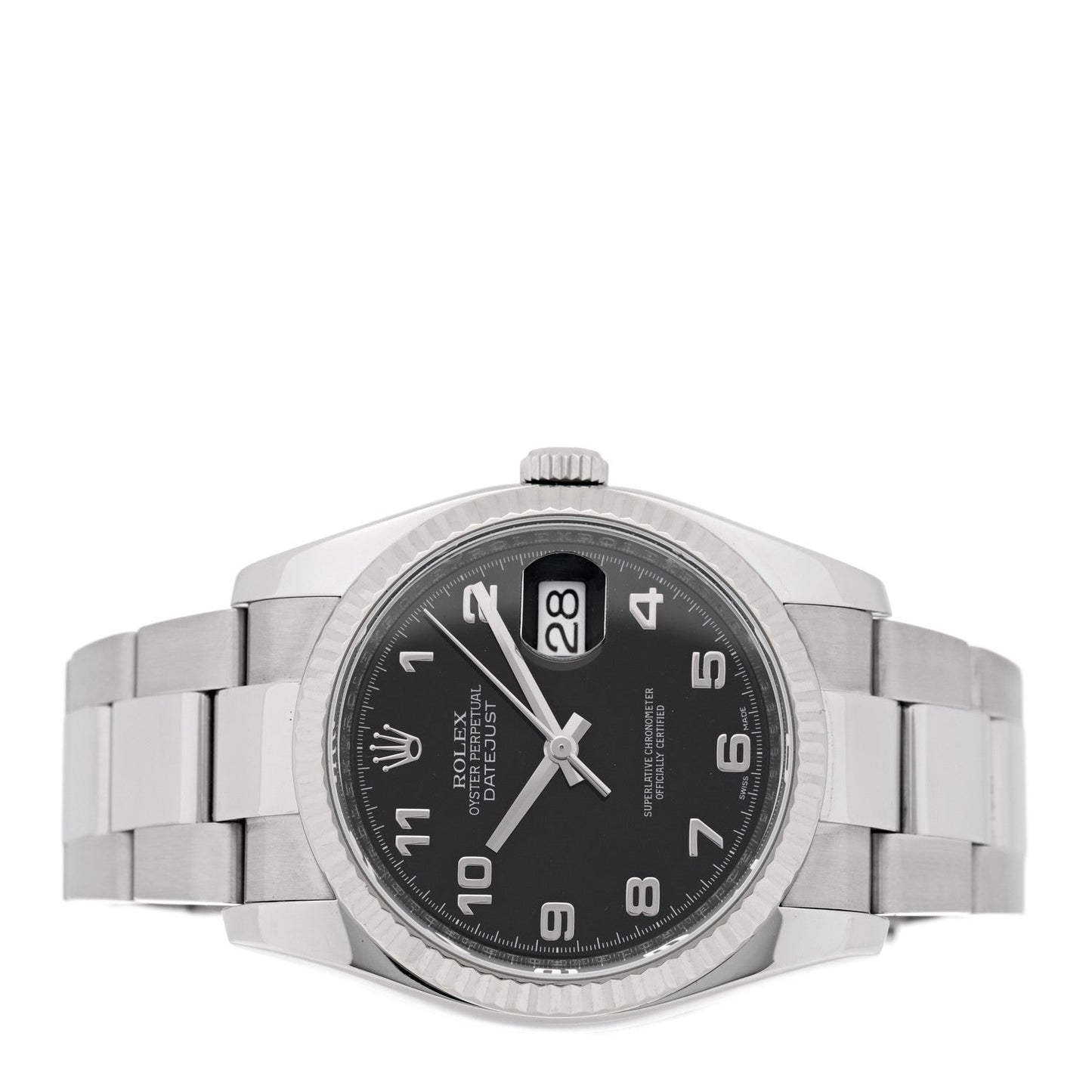 Stainless Steel 18K White Gold 36mm Oyster Perpetual Datejust Watch Black 116234