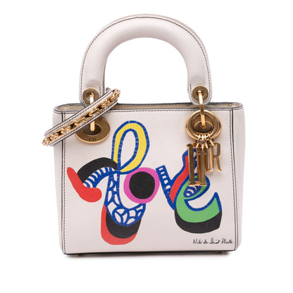 White Dior Dioramour Niki De Saint Phalle Mini Calfskin Love Lady Dior Satchel Rovelle Bags