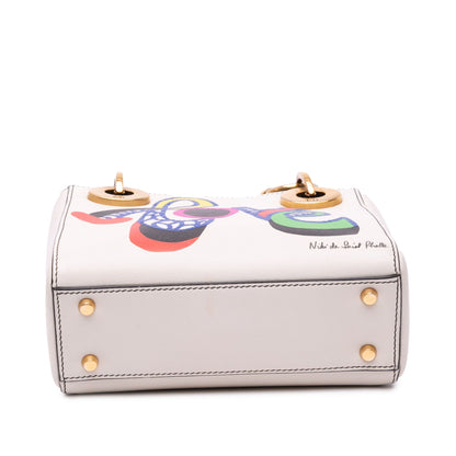 White Dior Dioramour Niki De Saint Phalle Mini Calfskin Love Lady Dior Satchel Rovelle Bags