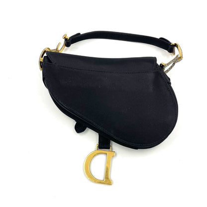Dior Saddle Mini Silk Handbag Black with crystals Rovelle Bags