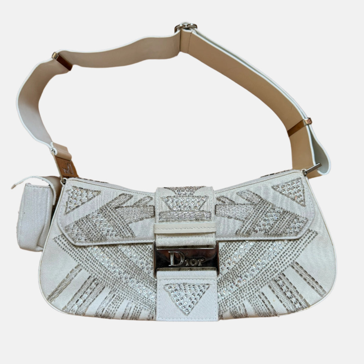 Dior Limited Edition Rare Columnbus Dior Strict Chic White Rhinestones Bag Rovelle Bags