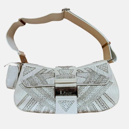 Dior Limited Edition Rare Columnbus Dior Strict Chic White Rhinestones Bag Rovelle Bags
