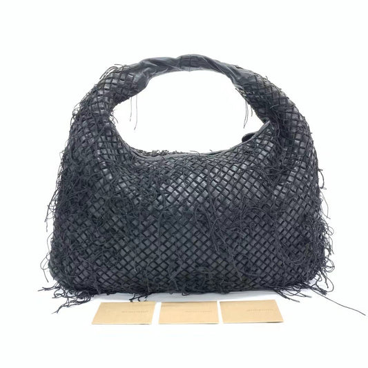 Bottega Veneta Intrecciato Hobo Bag Net and Fringes Black Lambskin leather Medium 45cm
