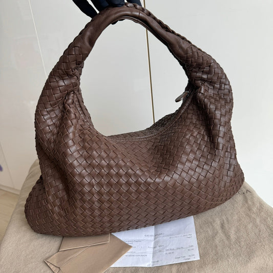 Bottega Veneta Hobo Bag Large Milk Chocolate Brown Lambskin leather 47cm