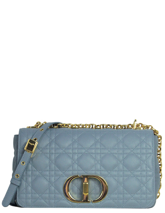 Christian Dior Blue Calfskin Leather Cannage Medium Caro Bag Rovelle Bags