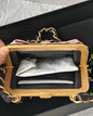 Chanel Mini Clutch With Bow Crossbody Bag Black Shiny Lambskin And Pink Patent Crumpled Lambskin Antique Gold Hardware Rovelle Bags