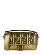 Fendi Gold Leather Embossed Logo Baguette NM Bag w/ Two Straps Rovelle Bags