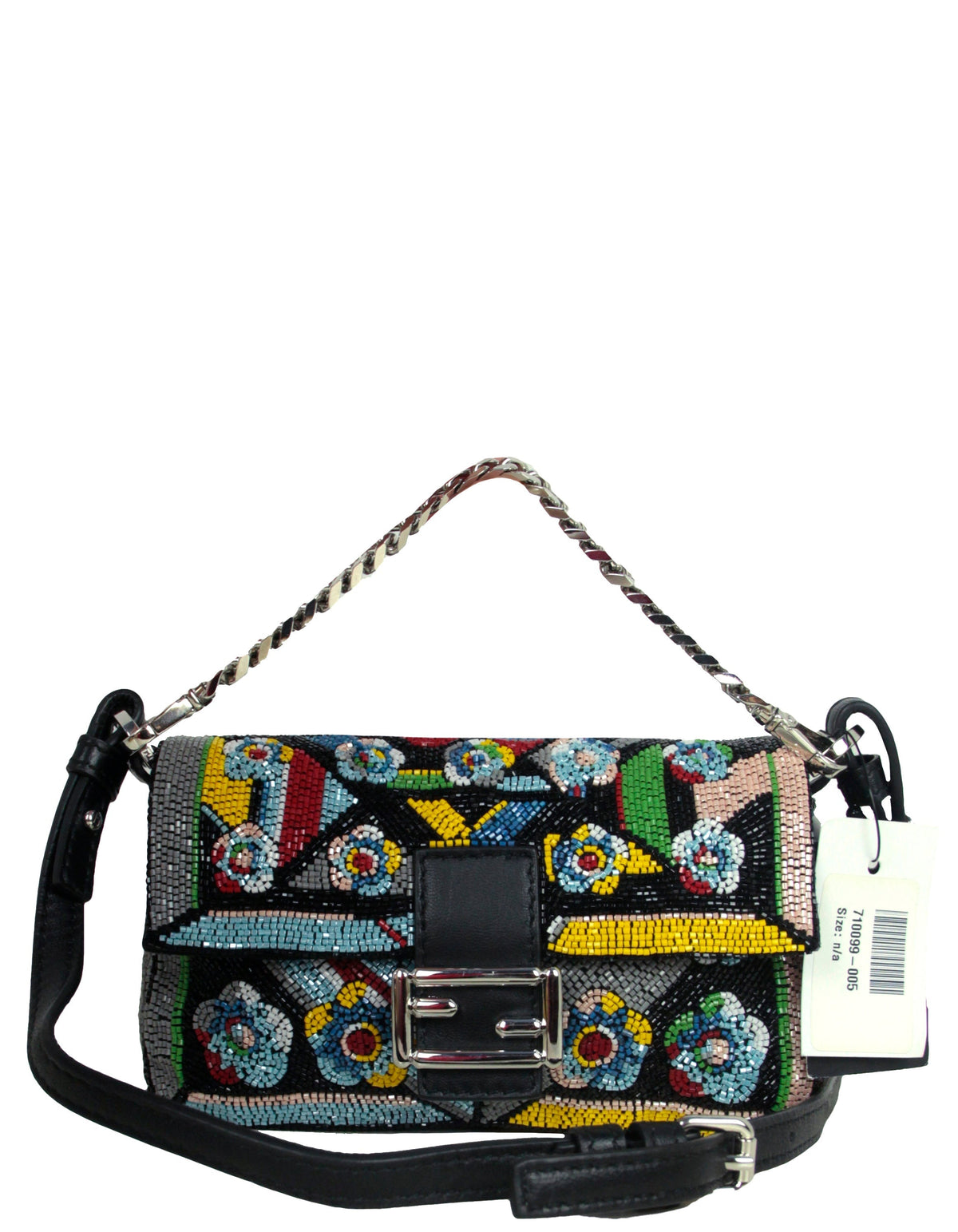 Fendi NWT Floral Beaded Micro Mini Baguette Crossbody Bag Rovelle Bags