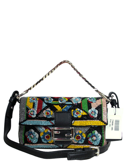 Fendi NWT Floral Beaded Micro Mini Baguette Crossbody Bag Rovelle Bags