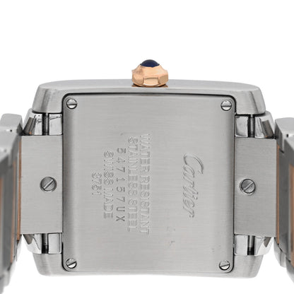 Stainless Steel 18K Pink Gold Diamond 25mm Tank Francaise Quartz Watch