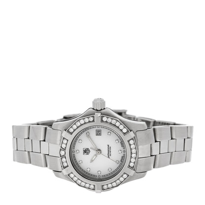 Stainless Steel Diamond Bezel Mother of Pearl 27mm Professional 2000 Quartz Watch WN131J