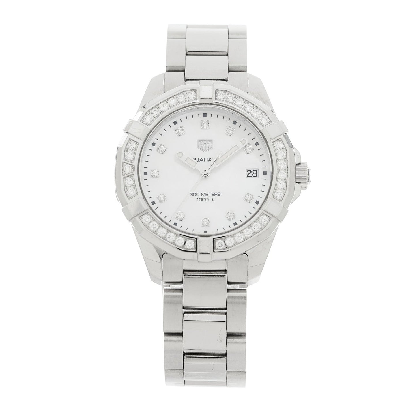 Stainless Steel Diamond Bezel Mother of Pearl 36mm Aquaracer Lady Quartz Watch WBD131C