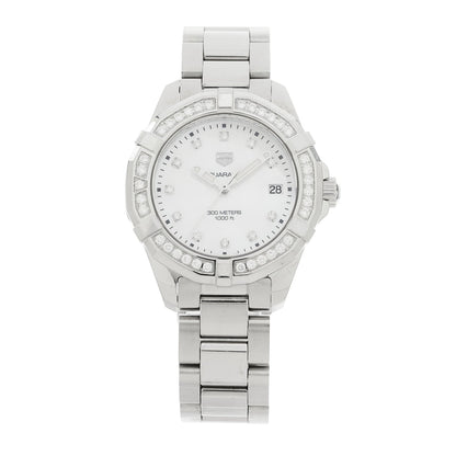 Stainless Steel Diamond Bezel Mother of Pearl 36mm Aquaracer Lady Quartz Watch WBD131C