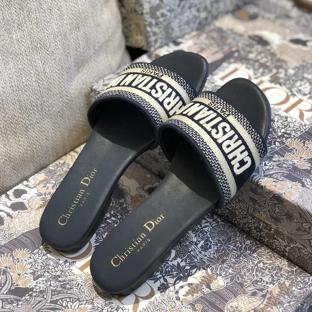 Dior Black Fabric Dway slides