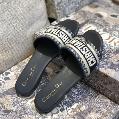 Dior Black Fabric Dway slides