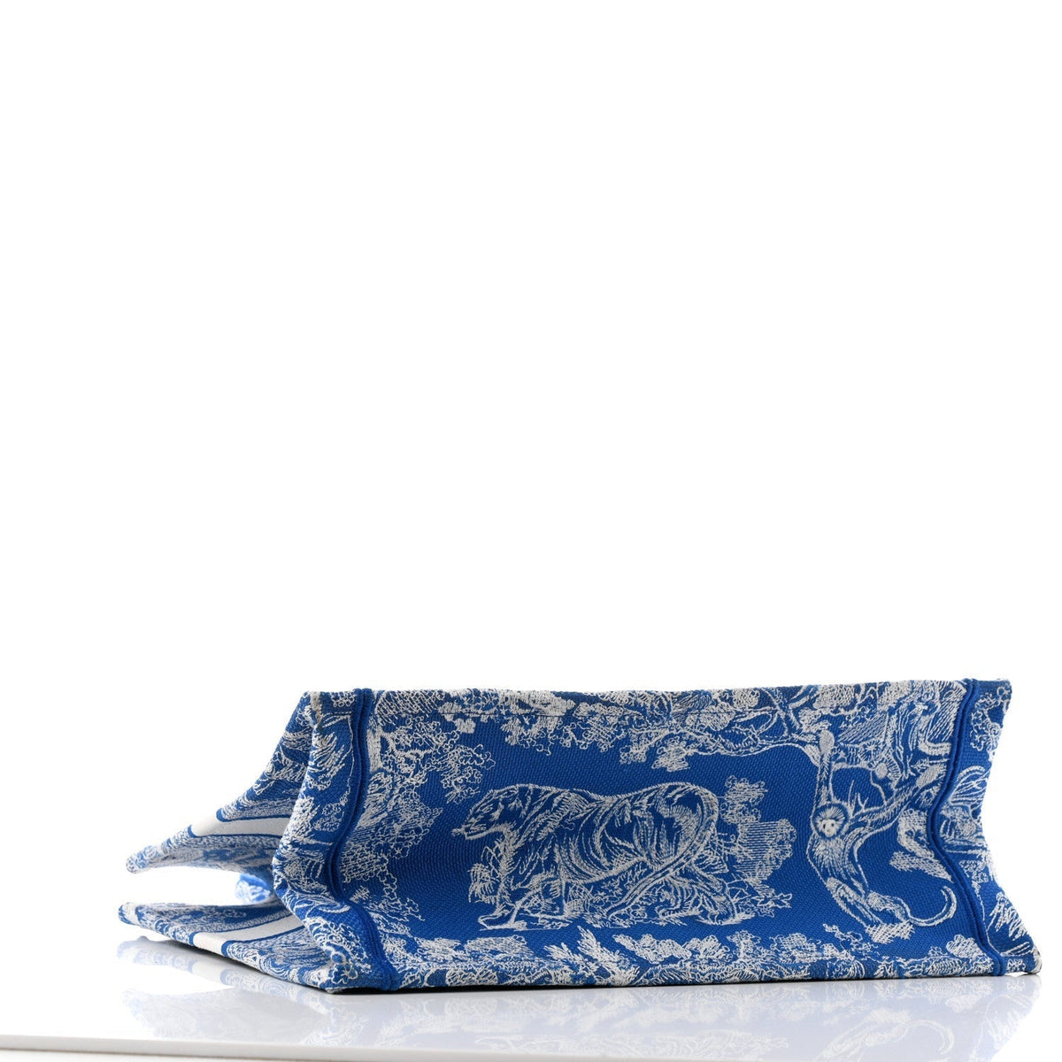 Christian Dior Canvas Embroidered Medium Dioriviera Toile De Jouy Book Tote Fluorescent Blue Rovelle Bags
