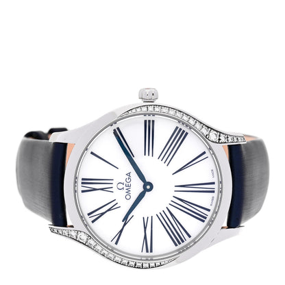 Stainless Steel Satin Diamond Bezel 36mm De Ville Tresor Quartz Watch White 428.17.36.60.04.001