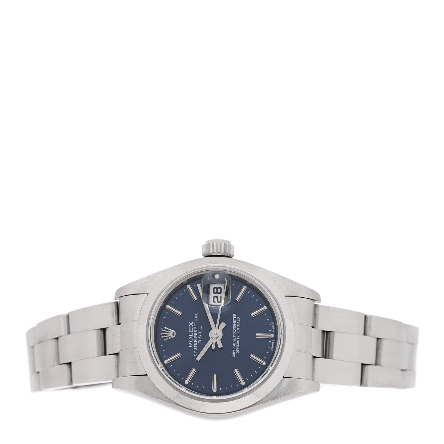 Stainless Steel 26mm Oyster Perpetual Date Watch Blue 79160
