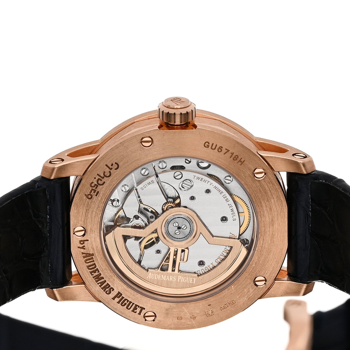 18K Rose Gold Alligator 38mm Code 11.59 Automatic Watch Blue 77410OR.OO.A344CR.01