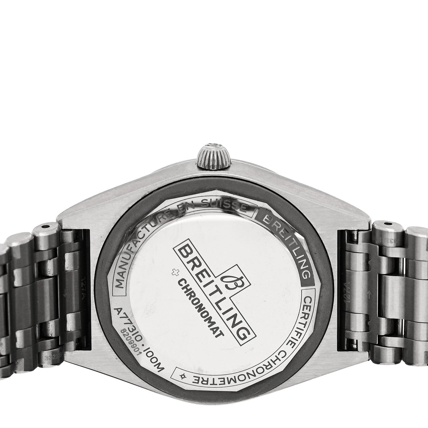 Stainless Steel Diamond Bezel 32mm Chronomat Quartz Watch Silver A77310591A1A1
