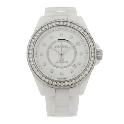 Stainless Steel Ceramic Diamond Bezel 38mm J12 Automatic Watch White