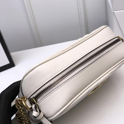 GG Marmont small matelassé shoulder bag white