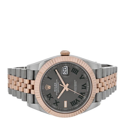 Stainless Steel 18K Everose Gold 41mm Oyster Perpetual Wimbledon Datejust Watch Slate 126331