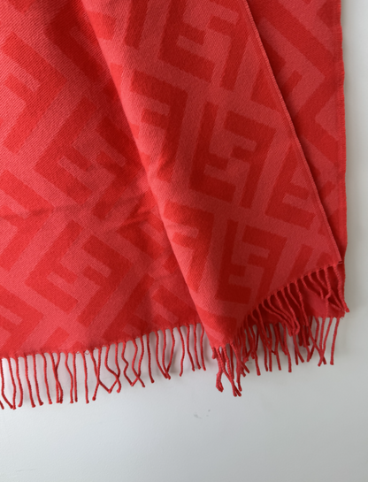 Fendi FF Print Tulip Woven Cashmere Fringe Scarf Rovelle Bags