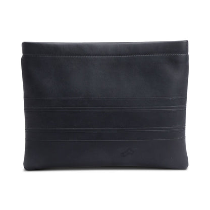 Christian Dior Black calfskin Leather Logo Strip Zip Pouch Rovelle Bags