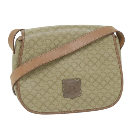 Luxury CELINE Macadam Canvas Shoulder Bag Beige 60065