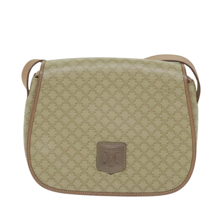Luxury CELINE Macadam Canvas Shoulder Bag Beige 60065