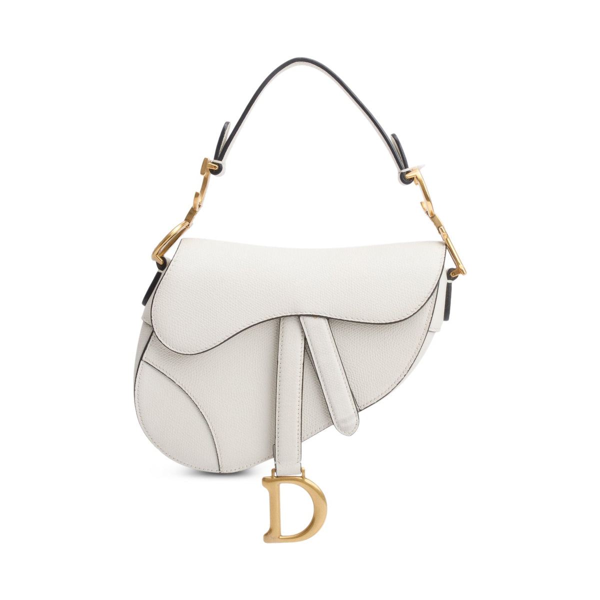 Christian Dior White Grained Calfskin Leather Mini Saddle Bag Rovelle Bags