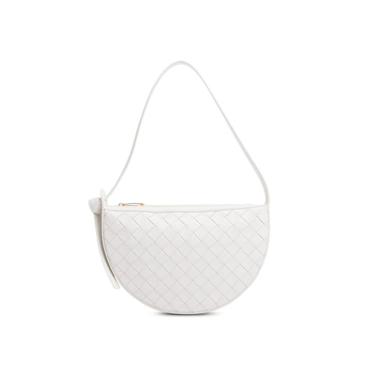 Bottega Veneta White Intrecciato Leather Mini Sunrise Bag
