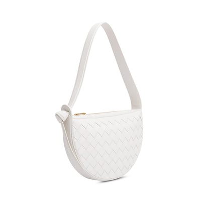 Bottega Veneta White Intrecciato Leather Mini Sunrise Bag