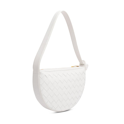 Bottega Veneta White Intrecciato Leather Mini Sunrise Bag