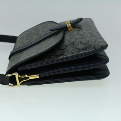 Luxury CELINE C Macadam Canvas Shoulder Bag Coated Canvas Navy 60345