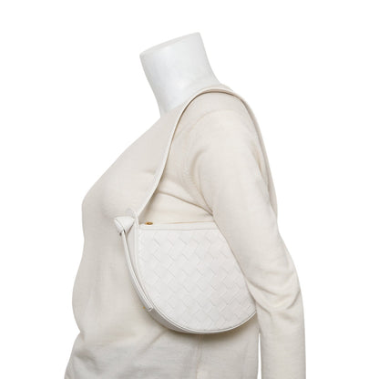 Bottega Veneta White Intrecciato Leather Mini Sunrise Bag
