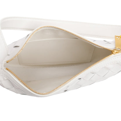 Bottega Veneta White Intrecciato Leather Mini Sunrise Bag