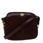 Luxury CELINE Macadam Canvas Shoulder Bag Suede Bordeaux 60346