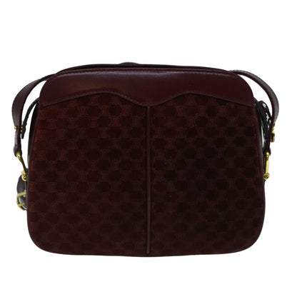 Luxury CELINE Macadam Canvas Shoulder Bag Suede Bordeaux 60346