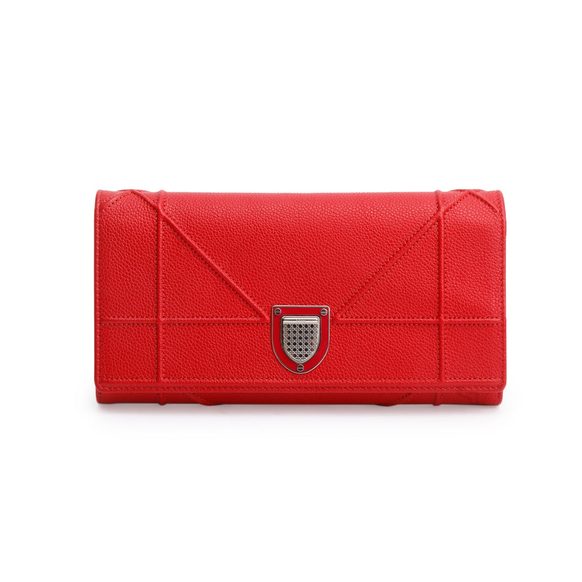 Christian Dior Red Grained Calfskin Leather Diorama Croisiere Wallet on Chain Rovelle Bags