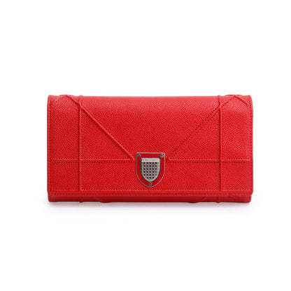 Christian Dior Red Grained Calfskin Leather Diorama Croisiere Wallet on Chain Rovelle Bags