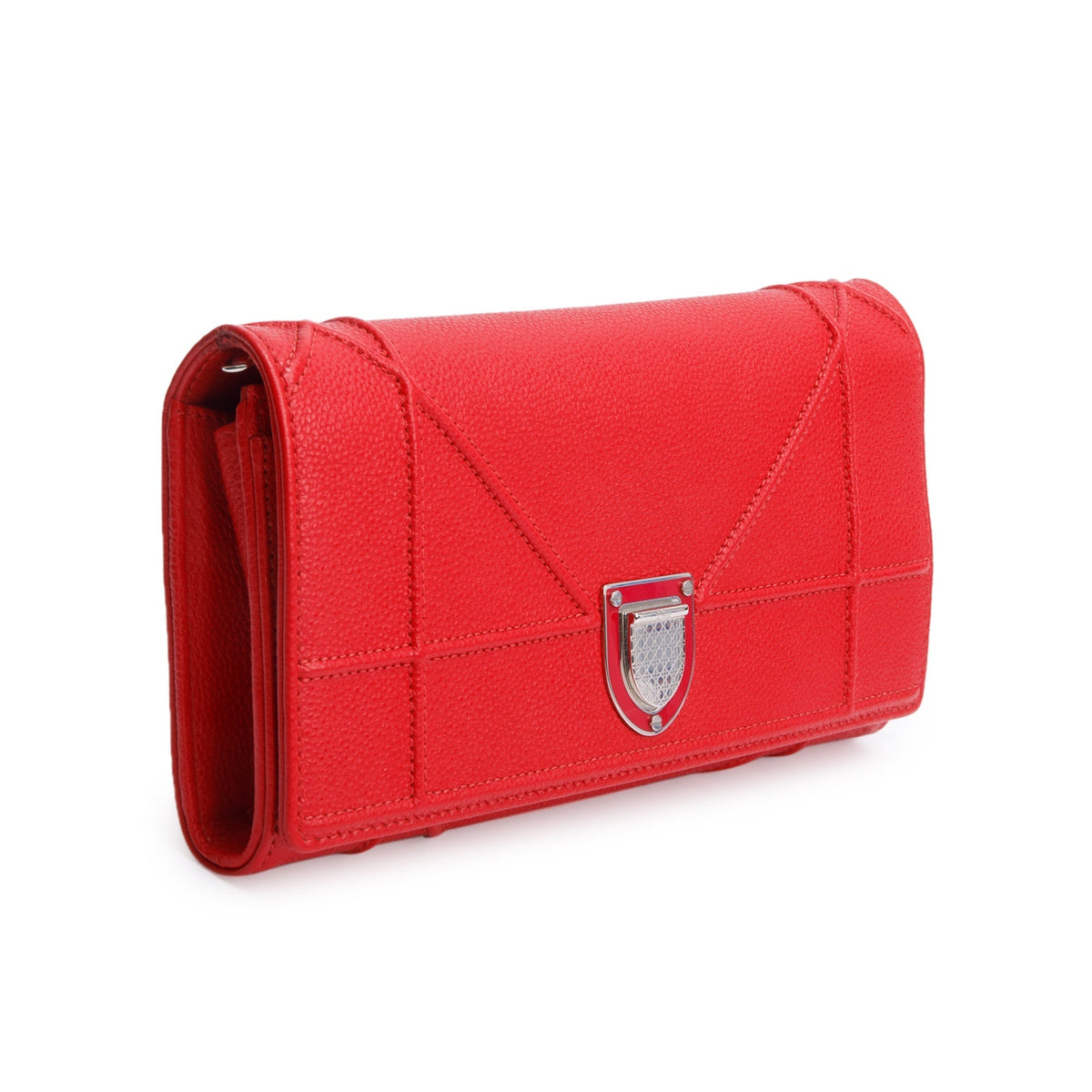 Christian Dior Red Grained Calfskin Leather Diorama Croisiere Wallet on Chain Rovelle Bags