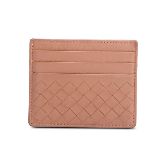 Bottega Veneta Pink Intrecciato Nappa Leather Intrecciato Card Holder