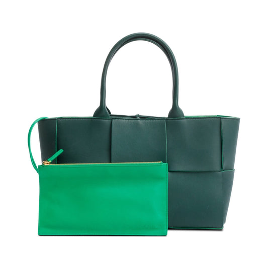 Bottega Veneta Green Maxi Intrecciato Leather Small Arco Tote