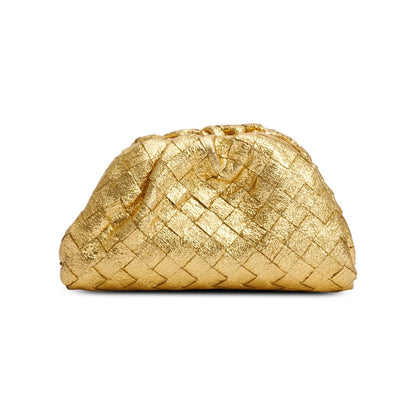 Bottega Veneta Gold Metallic Calfskin Intrecciato Leather The Mini Pouch