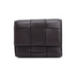 Bottega Veneta Brown Intreccio Nappa Leather Cassette Tri-Fold Zip Wallet