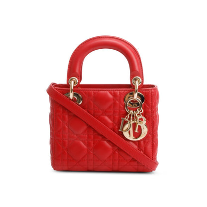 Christian Dior Red Cannage Leather Mini Lady Dior Bag Rovelle Bags